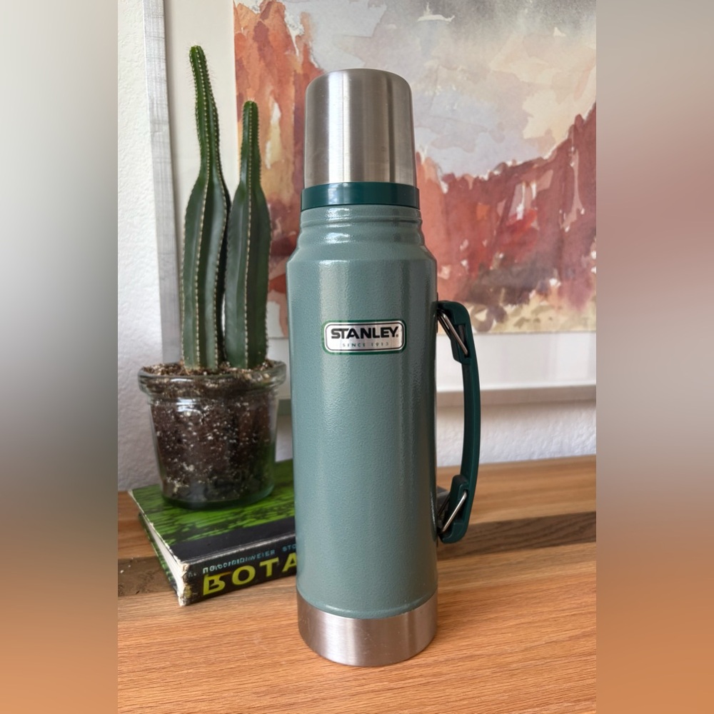 Stanley Green and Silver Thermos - Retro Style
